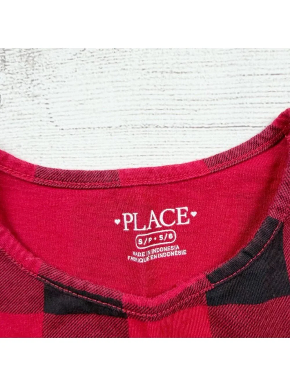 Children's Place Girls Place Red & Black Plaid Long Sleeve Dress S 5-6